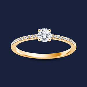 แหวนเพชรเม็ดเล็กทรงกลมประดับเพชรกลมเพาะเลี้ยง 0.30 กะรัต H+-SI ในทองคำแท้ 14K ของขวัญวันครบรอบแต่งงาน - Product Image 1