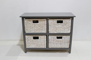 Comehome Top Trending Wooden Cabinet with Water Hyacinth Baskets Handmade <b>Storage</b> Organizer and Decorative <b>Box</b> - Product Image 4