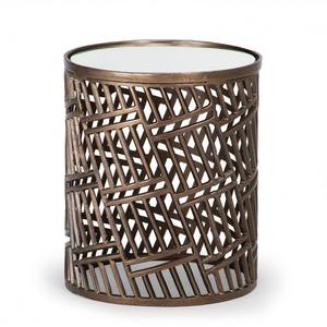 Tabouret latéral en métal au design perforé Tabouret d'appoint rond en aluminium coulé Console en incrustation d'os pour meubles de salon et de chambre à coucher - Product Image 1