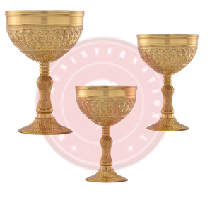 Handcrafted Brass Goblet Set | Engraved Vintage Chalice <b>Cups</b> | Premium Decorative Tableware Serveware Gift <b>for</b> Home Decor Use - Product Image 1