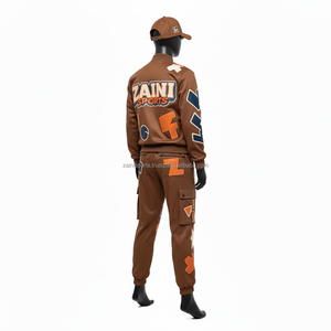 Survêtement pour femmes Premium 320 GSM coton polaire marron Multi panneau Applique brodé Logo personnalisé ensemble survêtements grande taille - Product Image 5