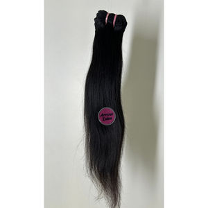 Extensions de cheveux humains lisses vierges Remy 100g, double trame machine, provenance Inde, donneur unique, noir naturel - Product Image 4