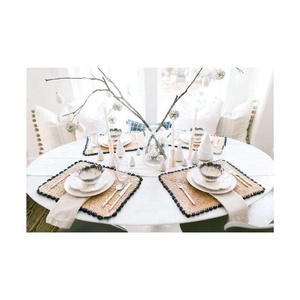 Round Tasselled White Laced Beige Colour Embroidered Custom Luxury Wholesale Pure Quality Cotton Dining Trendy Table Place Mats - Product Image 2