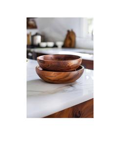 Cuenco de madera redondo liso para servir para cocina de granja rústica, ensalada, pasta, pan, fruta, centro de mesa - Product Image 5