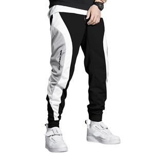 100% poliéster Color Block Jogger pantalones de secado rápido Casual Fit alfabeto estampado cintura media parte delantera plana-OEM suministro de fábrica Bangladesh - Product Image 2