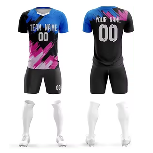 Tenues de football personnalisées OEM, kits de football respirants et antibactériens à séchage rapide, 100% polyester, grandes tailles, vente en gros personnalisée - Product Image 5