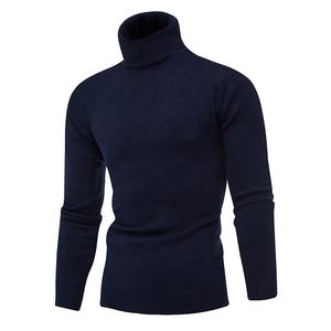 Jersey de punto de talla grande para hombre, suéter de cuello alto, sudadera de lana de invierno con cuello alto - Product Image 5