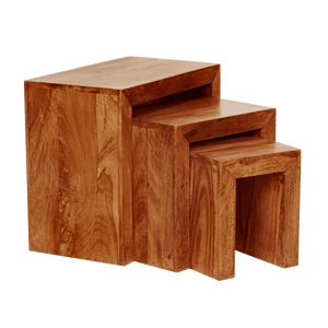 Juego de 3 taburetes de cubo de madera maciza, sofás con PUF, muebles para el hogar cómodos y elegantes - Product Image 2
