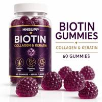 Gummies de biotine à marque privée OEM avec collagène et kératine pour la croissance des cheveux, la peau et les ongles, saveur baies, complément alimentaire, 60 unités