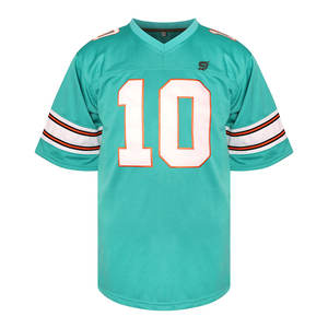 Maillot de football américain à manches courtes personnalisé de haute qualité, respirant, avec tissu extensible et écologique - Product Image 1