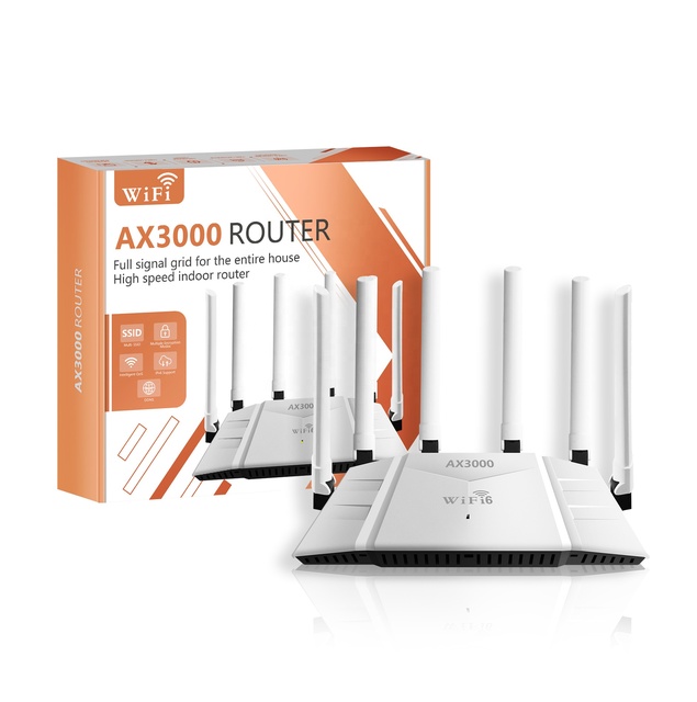 2025 New Home Broadband Routeur AP WPS Indoor Gigabit Ethernet Ports Six Antennas AX3000 WiFi 6 Router