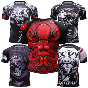 Venta al por mayor personalizada sublimación impresa Mma Rash Guard para hombres surf de manga corta Camiseta Rashguard Bjj - Product Image 1
