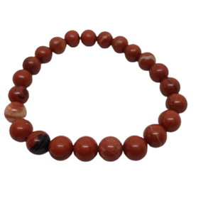 Earthy Red Jasper Stretch <b>Bracelet</b> Handmade Natural Gemstone <b>Beads</b> Protective Crystal Jewelry for <b>Men</b> and Women - Product Image 1
