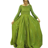 Robes décontractées longues en mousseline de soie à manches longues, brodées de dentelle, avec fermetures éclair, coupe trapèze, grande taille, pour fêtes et festivals