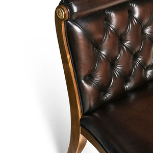 Chaise de salle à manger capitonnée marron, chaise d'appoint rembourrée avec pieds en bois massif, siège d'appoint pour salon et hôtel - Product Image 3