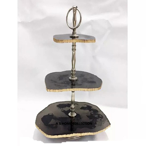 ถาดโลหะตกแต่งเค้กสีทองสไตล์ยุโรปพร้อมโดมแก้วสำหรับงานปาร์ตี้ร้านอาหารโรงแรมงานแต่งงาน - Product Image 5