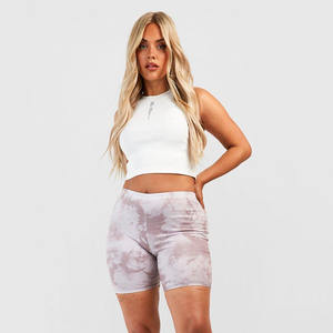 Vente en gros Ensemble short motard extensible en polyester et nylon teint par nœuds Ensemble short de course et soutien-gorge de sport pour femmes - Product Image 3