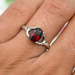 Bagues de fiançailles en grenat naturel à la mode 925 en argent Sterling bijoux minimalistes fins prix de fabrication de cadeau d'anniversaire de mariage - Product Image 5