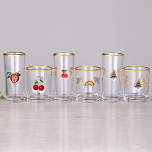 Sẵn Sàng Để Tàu Giáng Sinh Trái Cây Lớn 3D Men Đính Motif Vàng Rim Highball Mát Đôi Cũ Fashioned Đá Cốc Thủy Tinh - Product Image 3