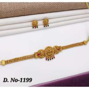 Trendy Party Wear Women Choker <b>Necklace</b> Set with Golden Finish Stylish Jewelry for <b>Girls</b> Party Wear and Wedding Function Use - Product Image 3