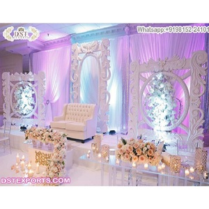 Paneles de escenario de fiesta de boda en inglés, marco de fondo blanco elegante con temática de boda, moderno, blanco - Product Image 1
