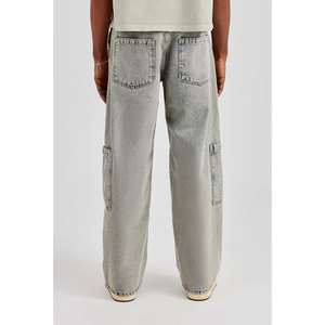 Jeans en denim lourd pour hommes OEM, délavés à l'acide, style vintage, streetwear, coupe ample - Product Image 6