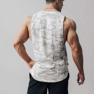 เสื้อกล้ามผ้าฝ้ายถักลายกราฟิกปรับแต่งได้สำหรับผู้ชายฟิตเนสยิมฟิตเนสวิ่งกีฬา - Product Image 2