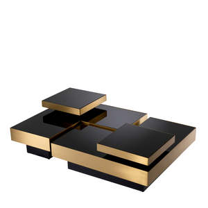 Nio Set 4 <b>Nesting</b> Coffee Tea <b>Tables</b> Convertible Contemporary Living Room Furniture Durable Brass Sintered Stone Metal <b>Nesting</b> - Product Image 2