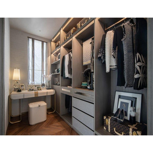 מדף אחסון מודרני מעץ ארגונית בגדים ארון ריהוט חדר שינה עם ארון חלון - Product Image 2