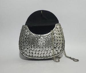 Stone <b>Clutch</b> Luxury Design Handmade Bags <b>Silver</b> Evening Designer Ready to Ship Sa Resin Brass Mosaic with Metal - Product Image 2