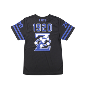 เสื้อยืดฟุตบอล Zeta phi Beta สีดำ100% โลโก้ปักผ้าโพลีเอสเตอร์โลโก้ที่แท้จริงคอวีแขนเสื้อลายทางคู่ - Product Image 2