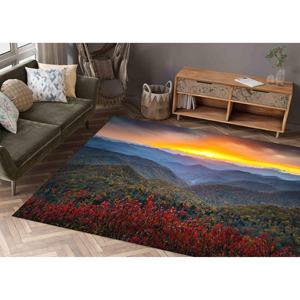 Alfombra con Vista a la Montaña al Atardecer: Decoración Rústica, Apta para Mascotas, Alfombra de Chenilla - Product Image 2