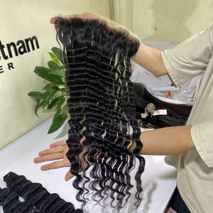 Top Human Hair Vendors Virgin Cuticle Aligned Hair Wavy Swiss HD Lace Frontal With 3 Bundles - Product Image 6
