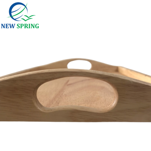 Nouveau printemps Logo personnalisé plateau de service en bois de caoutchouc Durable poignée en caoutchouc facile à nettoyer usage domestique plateau de nourriture décoratif nouveau Design - Product Image 6