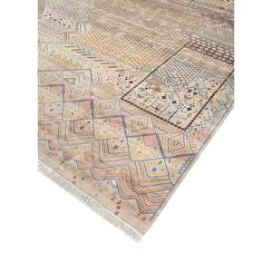 Tapis en soie noué à la main Manchaha Ivory, motif géométrique, tapis de salon, tapis rectangulaire pour couloir, design patchwork puzzle - LUV-550 - Product Image 2