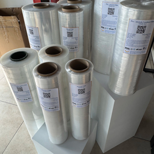 Phim cán màng co giãn, đóng gói mịn, loại đúc, độ bền kéo cao, chất liệu LLDPE mềm, cấp máy móc, chiều dài 500m, trong suốt - Product Image 3