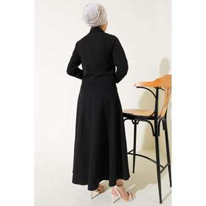 Gold <b>Buttoned</b> Skirted 2 Piece Set <b>Black</b> - Product Image 4