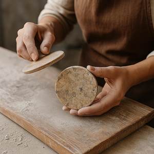 Ensemble de dessous-de-verre en marbre naturel avec support, décoration de table en pierre fossile - Product Image 2
