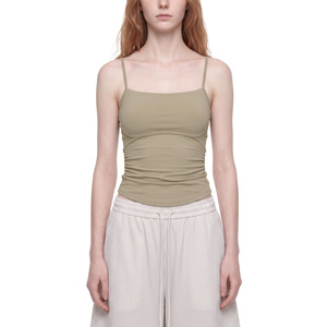 Camiseta sin mangas de yoga fruncida para mujer, talla grande, transpirable, con estampado de leopardo, top deportivo - Product Image 3