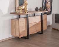 Buffet moderne ultra décoratif à 4 portes, style pop vintage, en métal et bois naturel, meuble design pour salon, salle à manger, chambre, hôtel, maison