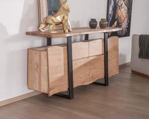 Modern Ultra-Decorative 4-Door Pop <b>Vintage</b> <b>Sideboard</b> Metal Natural Wood Designer Furniture for Living Room Dining Bedroom Hotel - Product Image 2