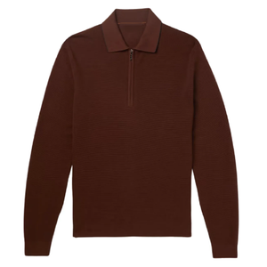 Polo de manga larga con cremallera para hombre, camiseta informal inteligente de poliéster de la mejor calidad, de Color sólido diseño en blanco, precio al por mayor - Product Image 3