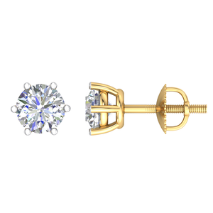 Boucles d'oreilles en or blanc massif pour enfants Boucles d'oreilles en diamant 14k taille brillante du fournisseur indien - Product Image 1