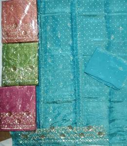 Diseñador moderno sin coser bordado a mano hermosos pies moda india-adelante trajes de mujer para fiestas hechas de organza - Product Image 1