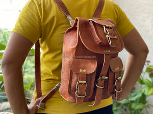 New Style Vintage Look Genuine Goat Leather Backpack Travel Backpack <b>Office</b> Leather Large Capacity Travel <b>Bag</b> <b>for</b> <b>Men</b> and Womens - Product Image 4