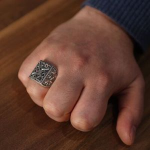 925 Sterling <b>Silver</b> <b>Mens</b> Gemstone <b>Ring</b> with Cut Stone Setting <b>for</b> Wedding or Everyday Wear-GRS Certified - Product Image 1
