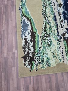 Alfombra de lana fina de lujo 100% de alta calidad, diseño moderno con mechones a mano, patrón abstracto, alfombra de algodón para sala de estar, juego de 1 pieza - Product Image 6