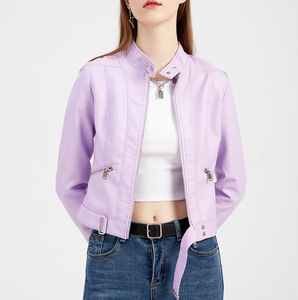 Vestes en cuir pour femmes, style court, vêtements d'hiver, tendance, vente en gros de vestes en cuir pour femmes - Product Image 5