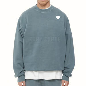 Sweat-shirt d'hiver pour homme à col rond, couleur unie, effet délavé, sur mesure, haute qualité, prix de gros - Product Image 2