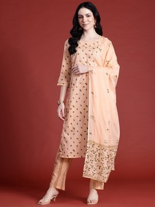 Kurta de algodón puro regular estampado floral con pantalones y con Dupatta - Product Image 3